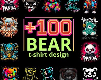 Bear Streetwear Vector Designs Bundle +100 Urban Panda & Teddy Bear PNG, SVG, EPS - Digital Assets for T-Shirt Print, Stickers, Graffiti Art