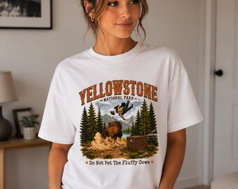 Funny Yellowstone Shirt, Do Not Pet The Fluffy Cows T-Shirt, Bison Graphic Tee, National Park Gift, Western Vintage Tee