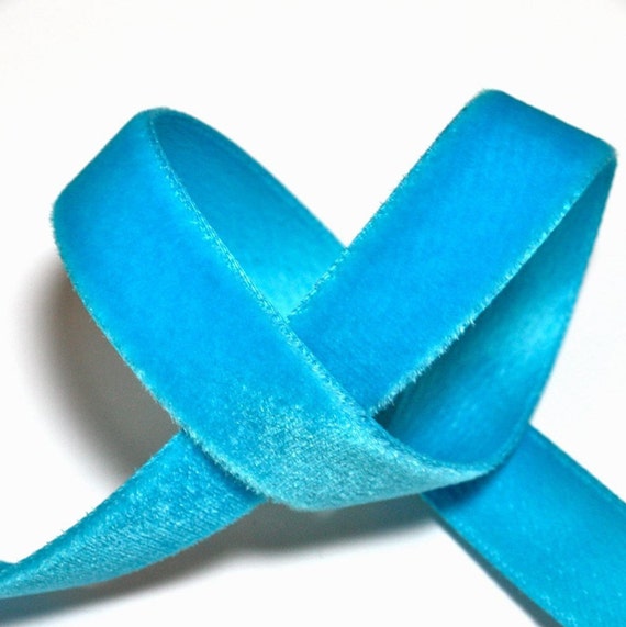 10 yards Twilight 1/" blue Velvet Ribbon Fabric All Rayon Made in Germany