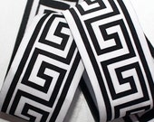 Greek Key Ribbon 1 7 8 quot in Black and White Jacquard Ribbon