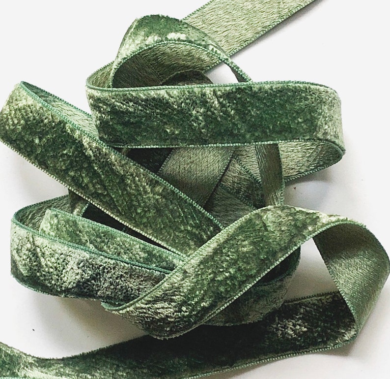 Dark Sage Green Velvet Ribbon 5/8 x 1 yard Hand Dyed | Etsy