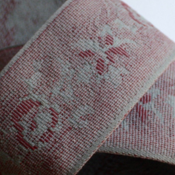 Vintage Tapestry Ribbon -  2 1/2" x 1 yard Maroon and Gray - GORGEOUS
