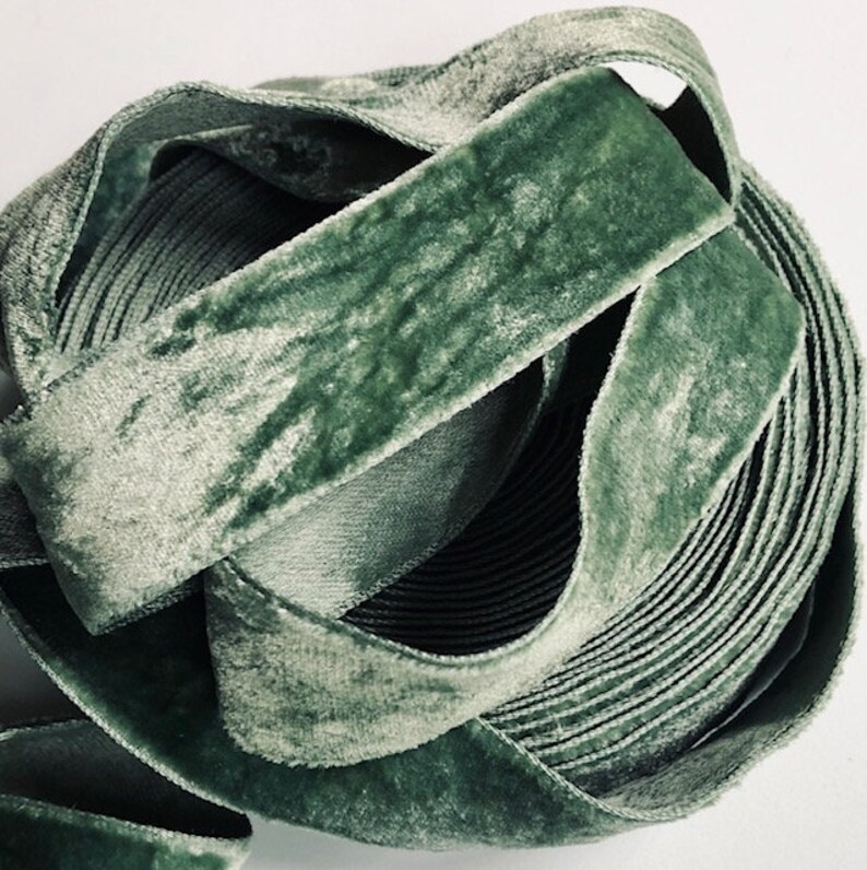 Sage Green Velvet Ribbon 1 x 1 2 or 3 y Velvet Rayon | Etsy
