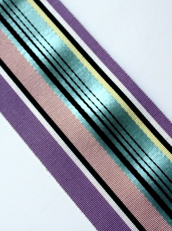 FRENCH 4 7//8/" TAFFETA Striped RIBBON 1yd PLUM EGGPLANT