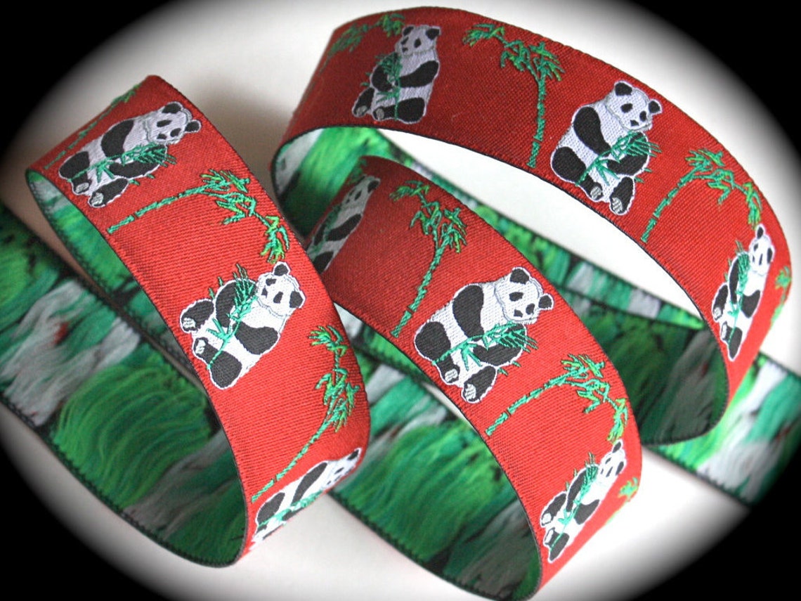 Panda Bear Ribbon 5/8 x 3 y en rojo negro blanco y Etsy