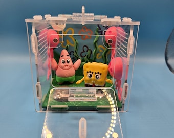 SpongeBob and Patrick jumping spider enclosure/ handpainted acrylic terrarium 4x4x4