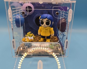 Coraline jumping spider enclosure/ handpainted acrylic terrarium 4x4x4