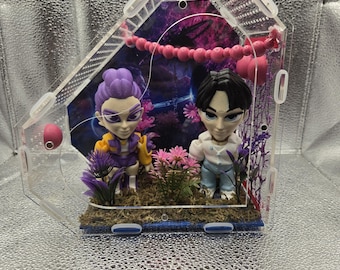 Terrarium/hartvormig acrylterrarium van 8x8x4 cm voor springspinnen Rumi en Jinu