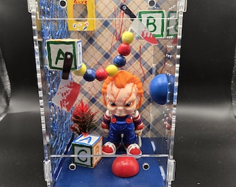 Chucky Childs Play jumping spider enclosure / handpainted acrylic terrarium 8x4x4