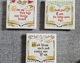 Vintage Ceramic Wall Trivets/ Coasters Religious Wall Decor