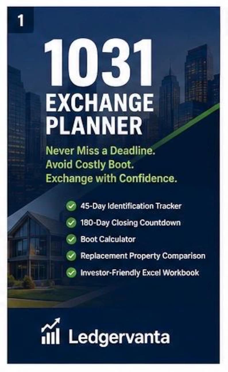 1031 Exchange Planner Excel Template | Capital Gains Tax Deferral ...