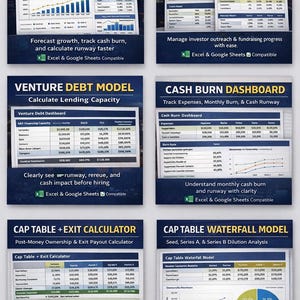 Startup Runway & Burn Rate Dashboard Excel Template | Cash Flow Forecast Model | Founder Finance Spreadsheet