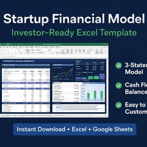 Startup Financial Model Excel Template | 3-Statement Projection Spreadsheet