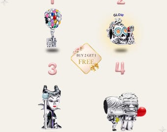 Disney Character Charm, 925 Silver Charm Bead, Cartoon Jewelry, Bracelet Pendant