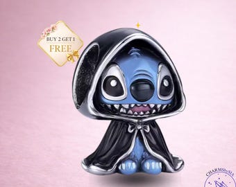 Stitch Charm, Disney Character Bead, 925 Sterling Silver Bracelet Pendant, Gift for Her