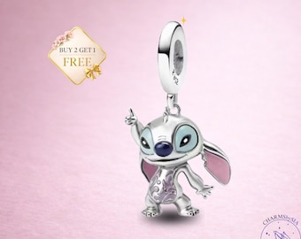 Dancing Stitch Charm, Disney Character Bead, 925 Sterling Silver Bracelet Pendant, Gift for Her