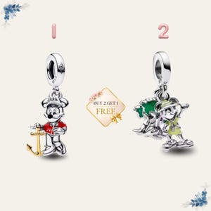 Dije de Mickey Mouse, dije de plata de ley, colgante de pulsera con ancla de dibujos animados imagen 2