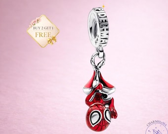 Hanging Spider-Man Dangle Charm, Marvel Superhero, 925 Sterling Silver Bead Pendant, Bracelet Gift for Her