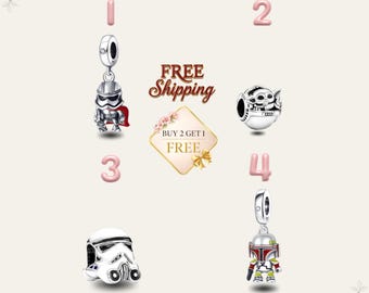 Star wars charms, Silver Dangle Charm for Bracelet, 925 sterling silver