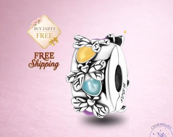 S925 Sterling Silver Glow in the Dark Firefly Charm Stopper, Luminous Bead, Fits Pandora Bracelet