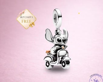 Disney Stitch Charm for Bracelet or Necklace Silver, Necklace Pendant
