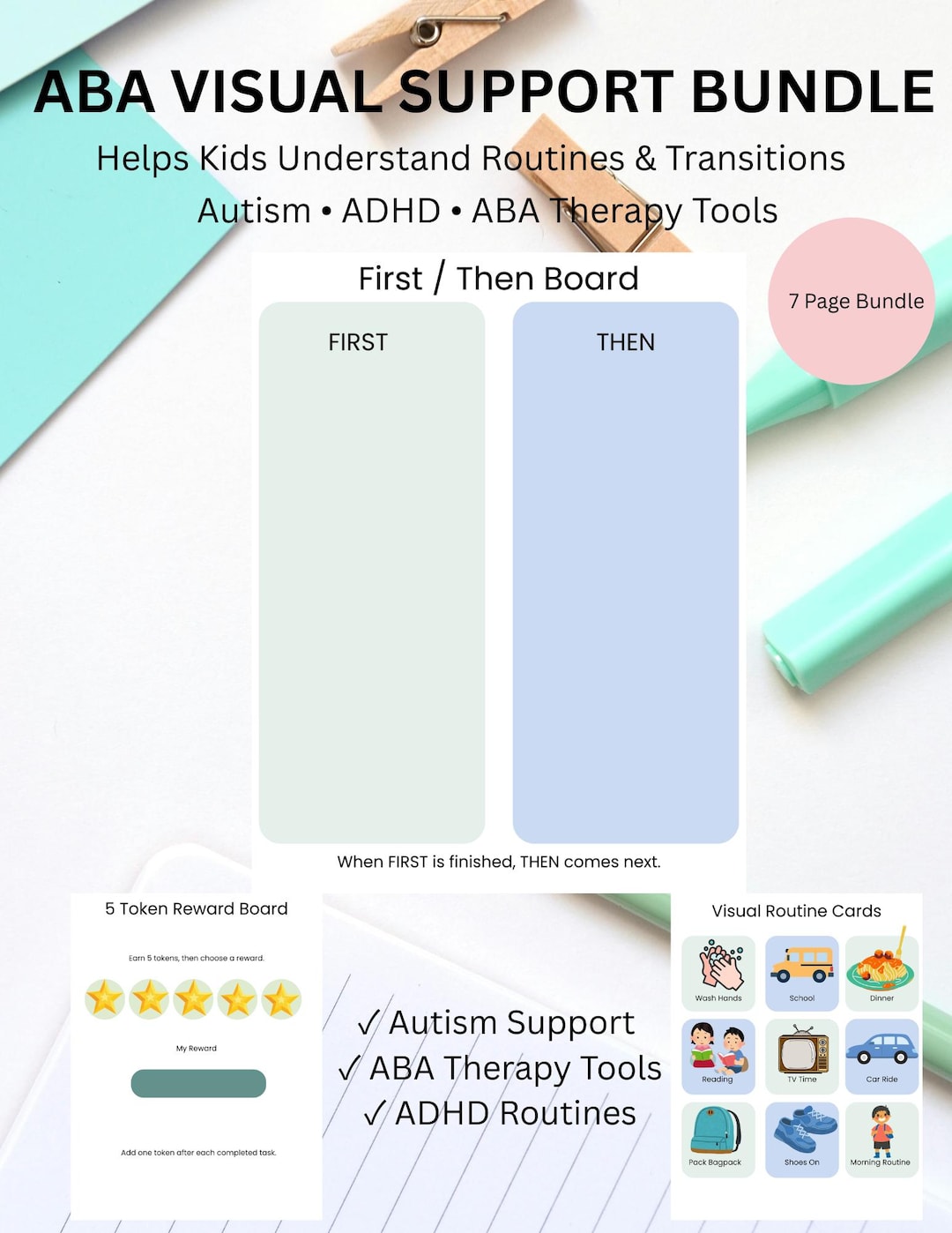 ABA Visual Schedule Bundle | Autism, ADHD, Therapy Tools (digital ...
