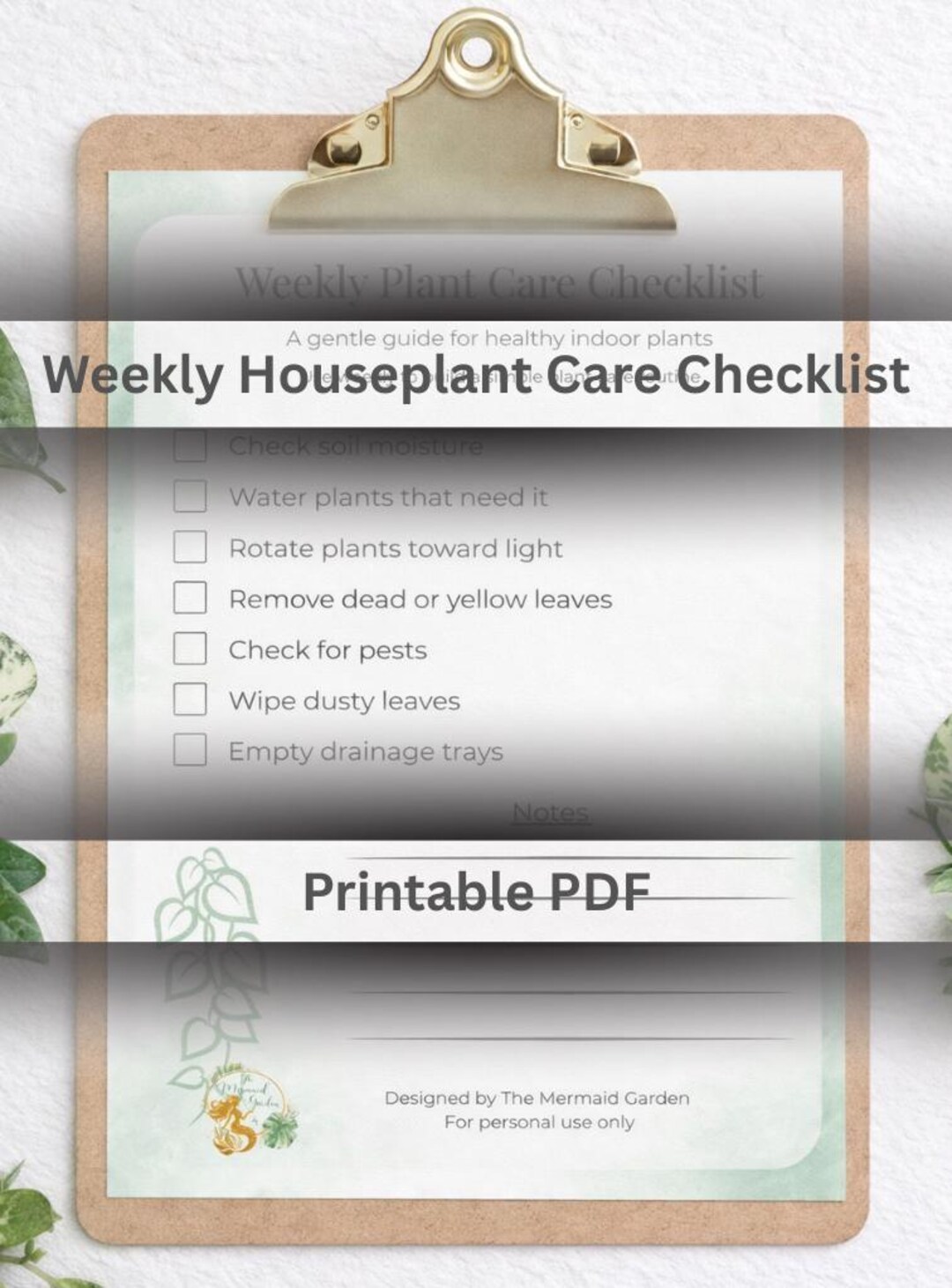 Weekly Houseplant Checklist Printable PDF | Minimalist Plant Care Planner | Indoor Plant Routine ...
