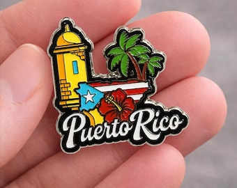 Puerto Rico Enamel Pin, Garita Flag Tropical Souvenir Lapel Pin