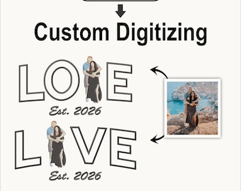 Personalized Couple Portrait Embroidery File, Photo To Embroidery Design, Wedding Anniversary Keepsake, Custom DST PES Machine Download File