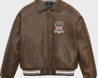 Avirex Real Bomber American Flight Jacket 100% Lammleder Multicolor Jacke