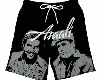 Short en coton Asaali : tenue décontractée brodée et sérigraphiée