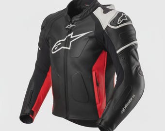 Alpinestars Rindsleder-Rennjacke: Moto Biker Ausrüstung mit Buckel