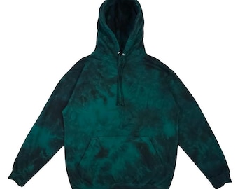 Grün Schwarz Tie Dye Hoodie, Unisex Streetwear Sweatshirt, Lässiger Pullover Baggy Hoodie