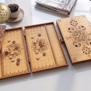 Custom Laser-Cut Backgammon Board | Personalized Baltic Birch Game Set | Unique Photo or Design Engraved Board | Gift for Game Night