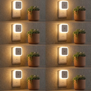 8-Pack LED Night Light Plug In | Warm White Dusk to Dawn Sensor Nightlight | Compact Wall Lamp for Hallway, Bathroom & Bedroom