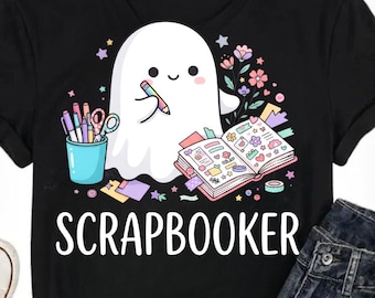 Ghost Scrapbooker PNG, Kawaii Ghost Craft Lover Design, Halloween Scrapbook Clipart, Digital Download PNG
