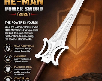 Handgemaakte roestvrijstalen He-Man Power Sword Replica, MOTU Sword Replica, The Power Sword, jubileumcadeau voor hem Vaderdagcadeau voor papa