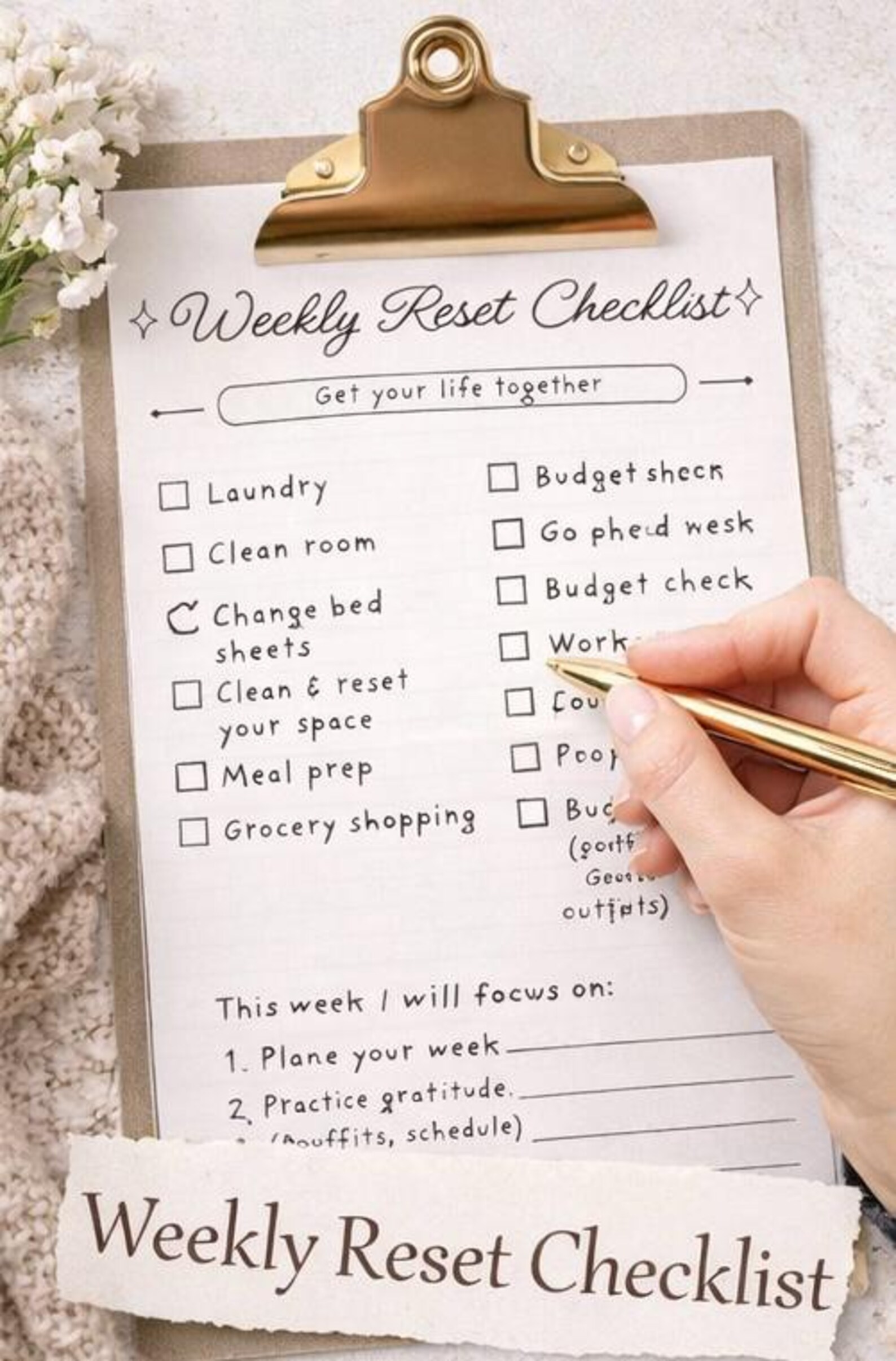 Weekly Reset + Planner Bundle | Printable Productivity Kit | Organize ...