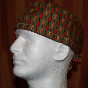 CLEARANCE--Anesthesia Scrub Hat, Scrub caps for men with SWEATBAND, Scrub hat, Scrub cap, , Surgical cap, Adjustable scrub cap--Geometric