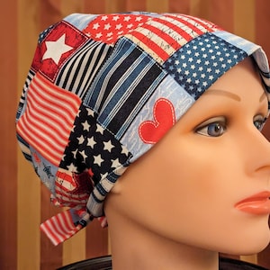 Scrub Cap, Scrub Hat, Scrub Cap for Women, Scrub Hat for Women, Tie Back Scrub hat, Pixie Scrub Hat--Country Love