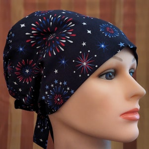 Patriotic Scrub Cap: Tie Back, Anesthesia, Pixie Style