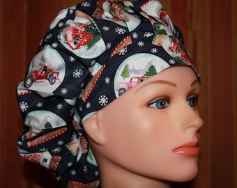 Snow Globe Bouffant Scrub Cap: Adjustable Cotton Surgical Chef Hat