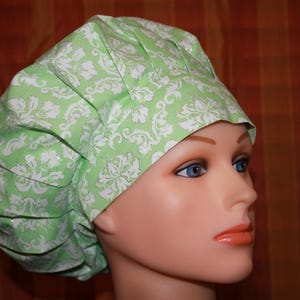 Anesthesia Scrub hat--Bouffant Scrub Caps w/ Elastic | One Size | Adjustable Toggle in Rear --Lime Chiffon