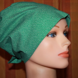 Tie Back Scrub Cap: Green Splatter Cotton Scrub Hat