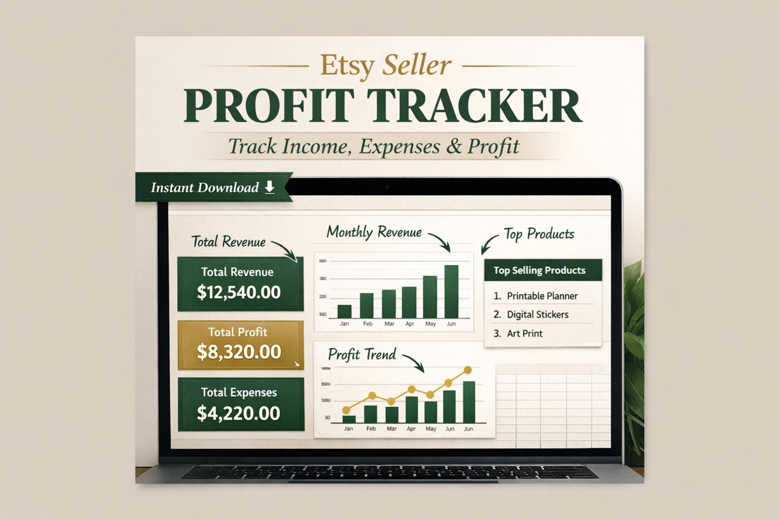 Etsy Seller Tracker | Income & Expense Tracker | Profit Dashboard Excel ...