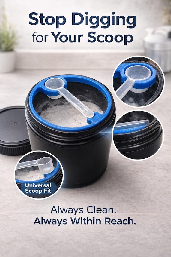 Pre Workout Scoop Holder | Creatine Container Organizer | No More Lost Scoop | Gym Supplement Accessory