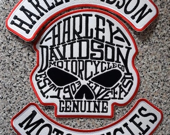 Parches de motociclista con calavera de Harley Davidson, juego de bordados para la espalda del chaleco de motociclista
