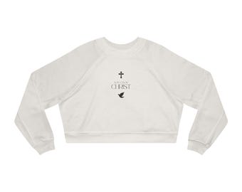 Toque de Cristo | Blusa de Moletom Cropped | Tipografia Preta em Negrito