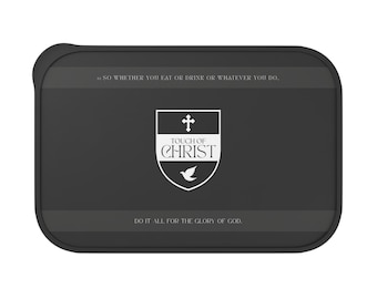 Touch of Christ Crest - Bento Box | PLA Lunch Box with Band & Utensils | Scripture