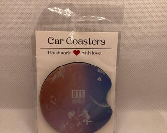 Custom K-POP Album Cover Car  Coasters • Gradient Fabric & Neoprene Set • K-Pop Fan Accessory